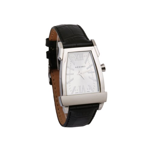 Azzaro A White Dial, Black Genuine Leather Women's Watch, AZ2166.12HB