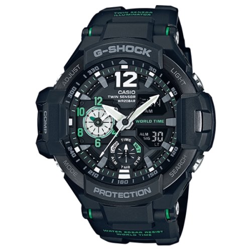 Casio G-Shock Gravitymaster Black-Green Watch - GA-1100-1A3