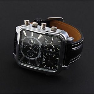 Dappertime Rising Sun Triple Timing Dial Watch, Leather Strap for Men