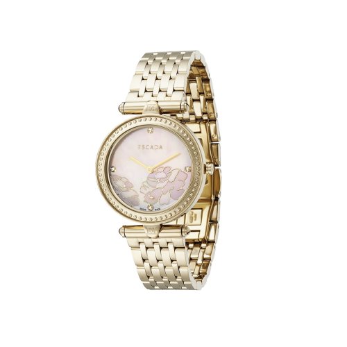 Escada Venessa Beige Dial, 4 Diamonds, Plated Gold Women's Watch, E3235072