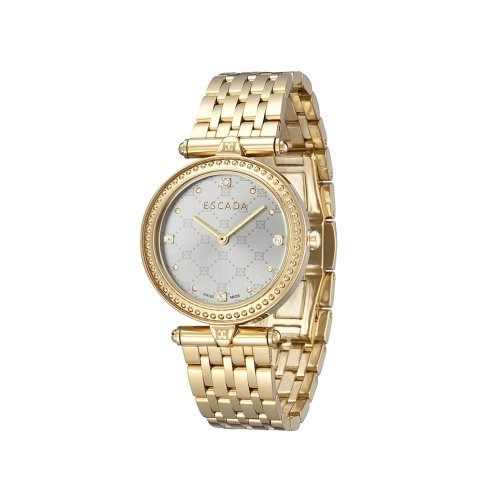 Escada Venessa Silver Dial, 4 Diamonds, Plated Gold Women's Watch, E3235032