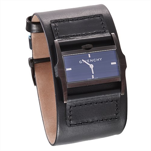 Givenchy Black Wide Leather Strap Watch