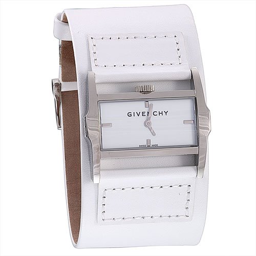 Givenchy White Wide Leather Strap Watch