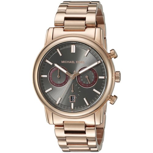 Michael Kors Pennant Chronograph Grey Dial Rose Gold Ion-Plated Men Watch MK8370