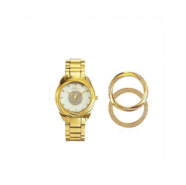 Optima Swarovski Crystals Women's Watch, Exchangable Case Ring & Straps, OSL347-GG-1