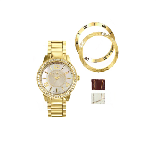 Optima Swarovski Crystals Women's Watch, Exchangable Case Ring & Straps, OSL347-GG-7