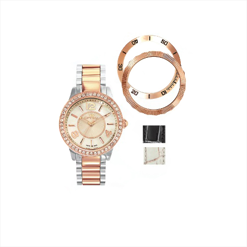 Optima Swarovski Crystals Women's Watch, Exchangable Case Ring & Straps, OSL347-SR-7