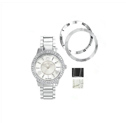 Optima Swarovski Crystals Women's Watch, Exchangable Case Ring & Straps, OSL347-SS-7